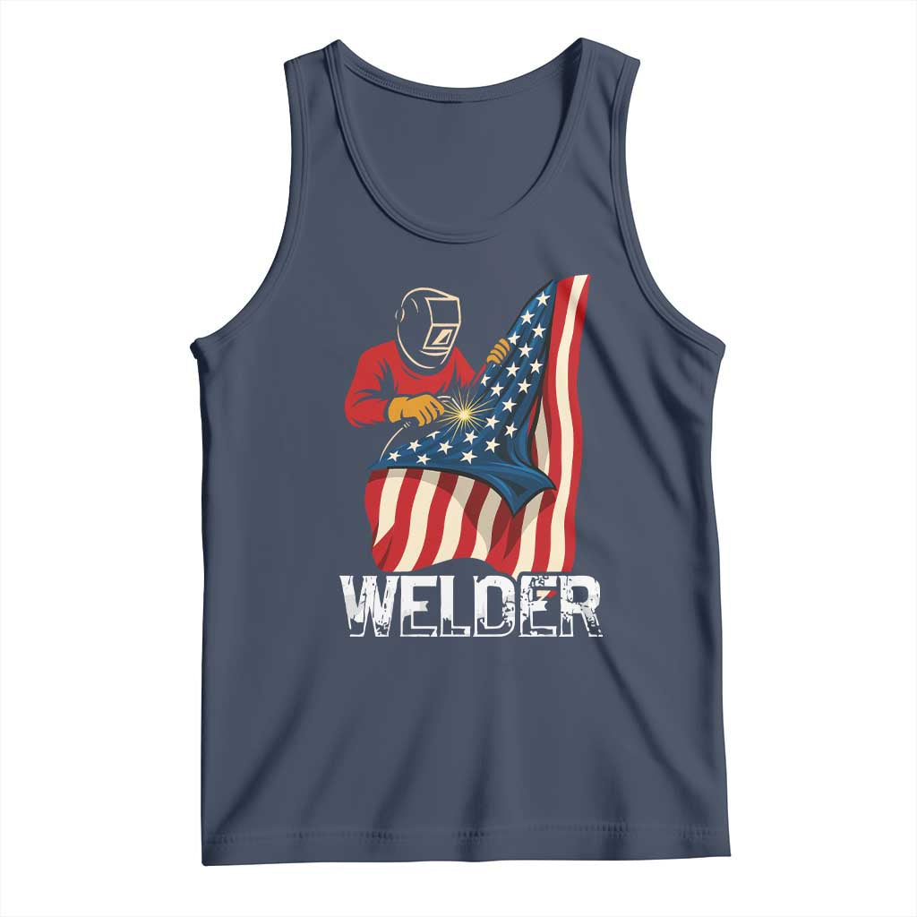 Welder Patriotic American Flag Tank Top TS14 Navy Print Your Wear