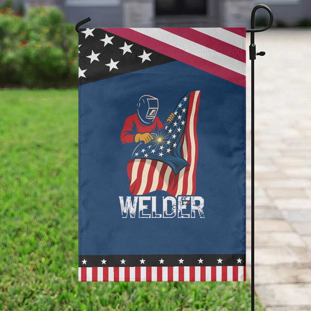 Welder Patriotic American Flag Garden Flag TS14 Classic Blue Black Print Your Wear