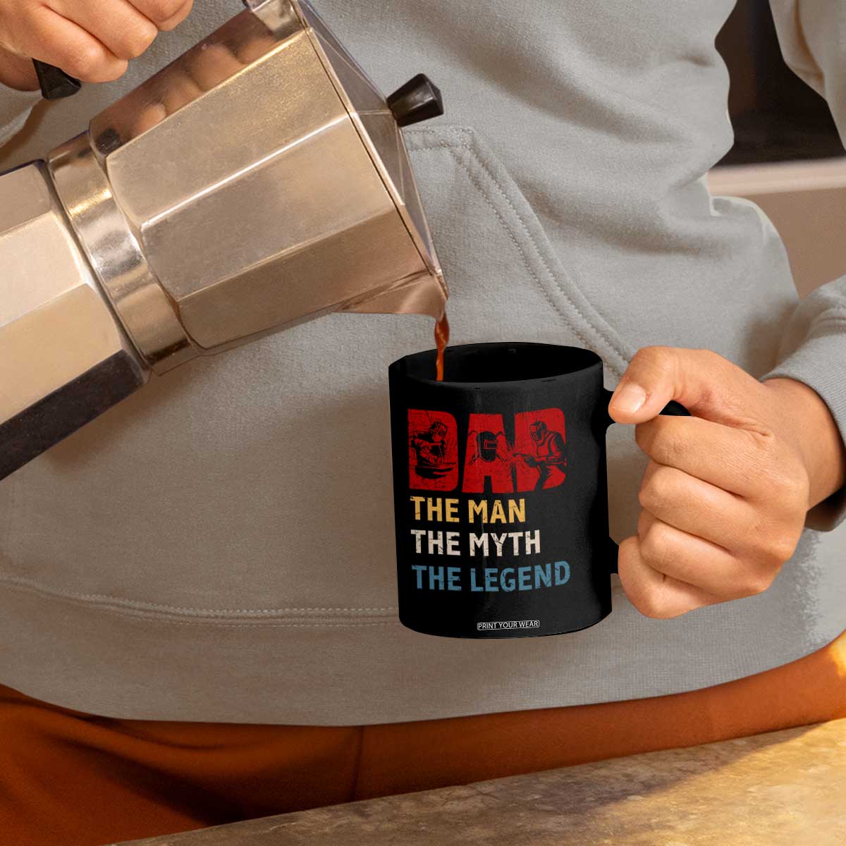 Dad The Man The Myth The Legend Coffee Mug Funny Welder Welding TS14 Print Your Wear