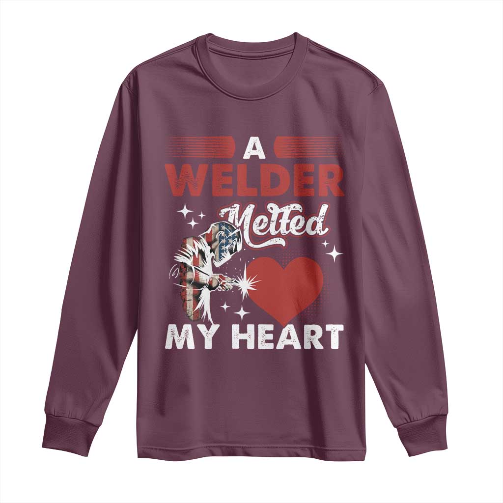 Funny Welding Welder Wife Girlfriend Long Sleeve Shirt TS14 Maroon Print Your Wear