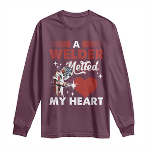 Funny Welding Welder Wife Girlfriend Long Sleeve Shirt TS14 Maroon Print Your Wear