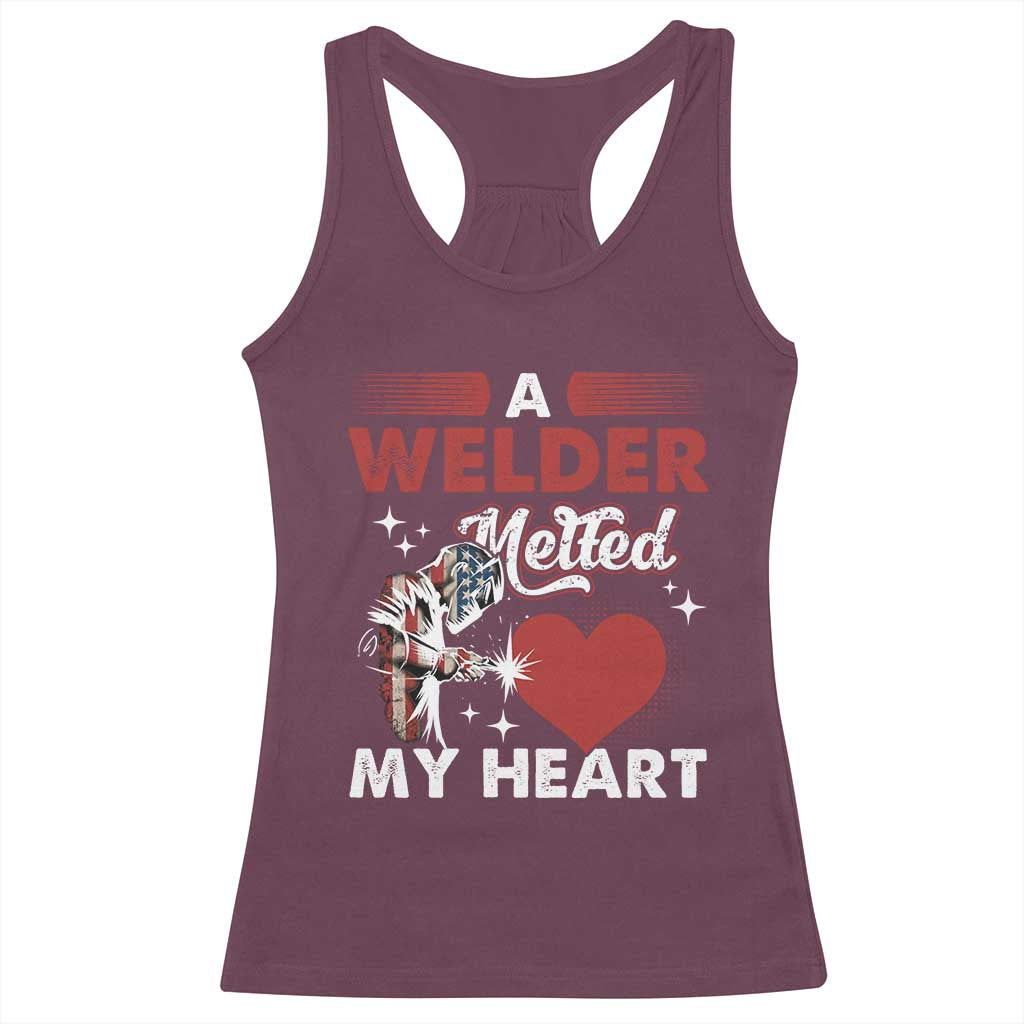 Funny Welding Welder Wife Girlfriend Racerback Tank Top TS14 Maroon Print Your Wear