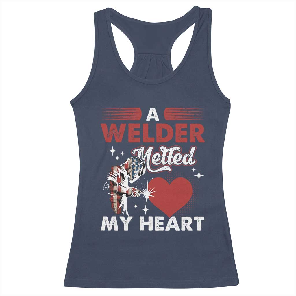Funny Welding Welder Wife Girlfriend Racerback Tank Top TS14 Navy Print Your Wear