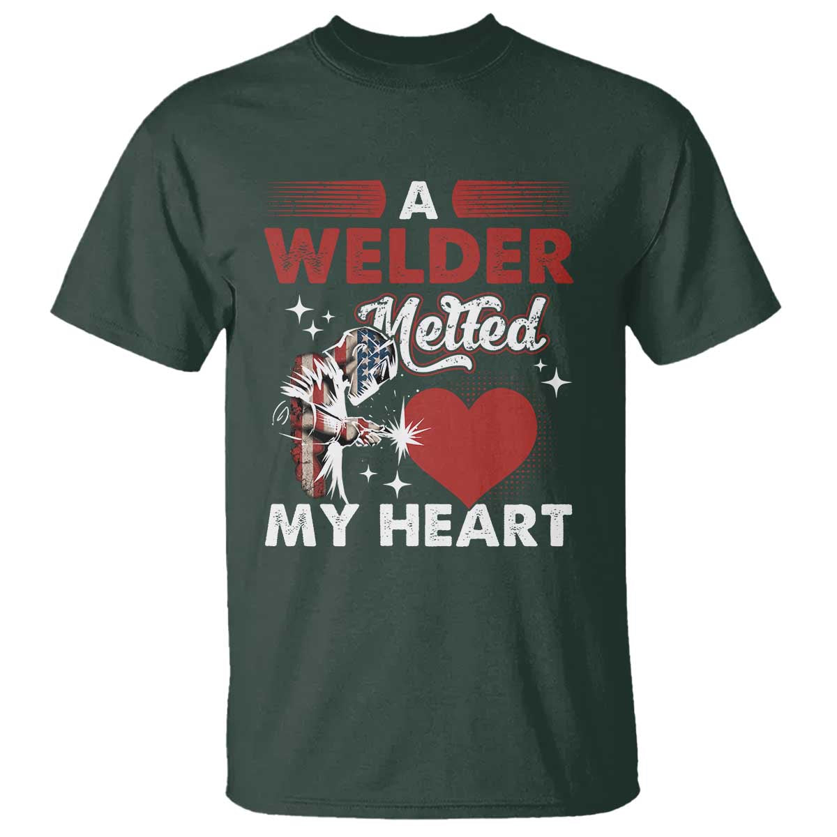 Funny Welding Welder Wife Girlfriend T Shirt TS14 Dark Forest Green Print Your Wear