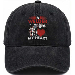 Funny Welding Welder Wife Girlfriend Washed Cotton Baseball Cap TS14 Washed Cap Universal Fit Black Print Your Wear