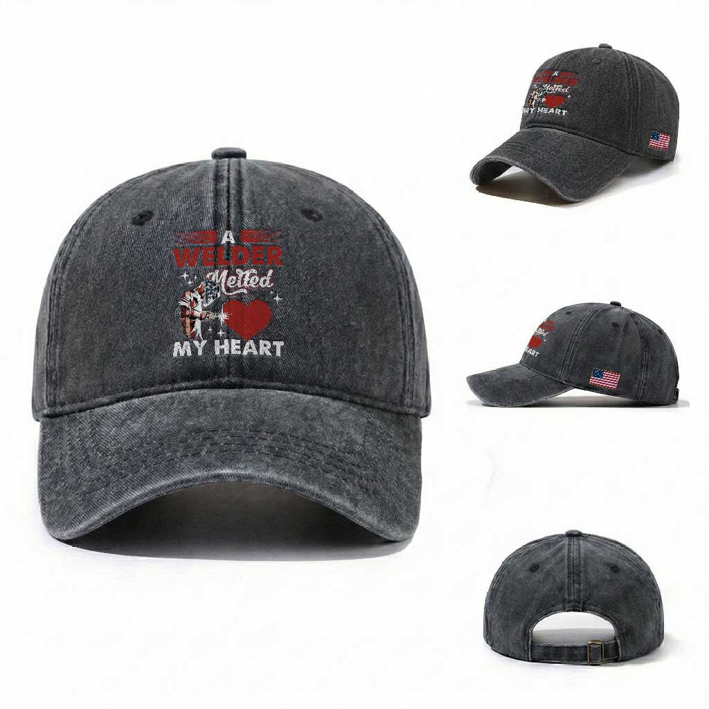 Funny Welding Welder Wife Girlfriend Washed Cotton Baseball Cap TS14 Washed Cap Universal Fit Dark Gray Print Your Wear