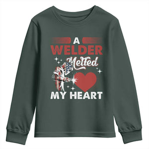 Funny Welding Welder Wife Girlfriend Youth Sweatshirt TS14 Dark Forest Green Print Your Wear