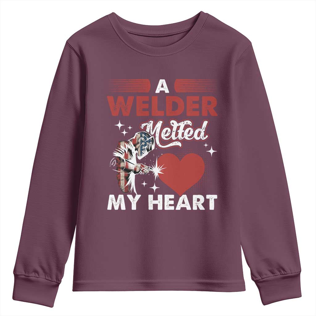 Funny Welding Welder Wife Girlfriend Youth Sweatshirt TS14 Maroon Print Your Wear