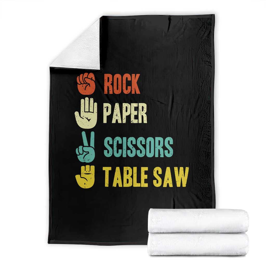 Funny Woodworker Throw Blanket Rock Paper Scissors Table Saw TS14 Black Print Your Wear