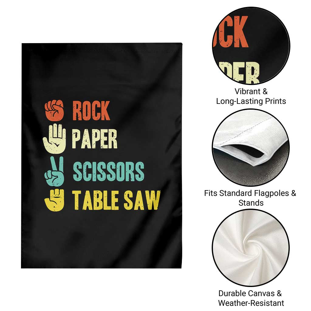 Funny Woodworker Garden Flag Rock Paper Scissors Table Saw TS14 Print Your Wear