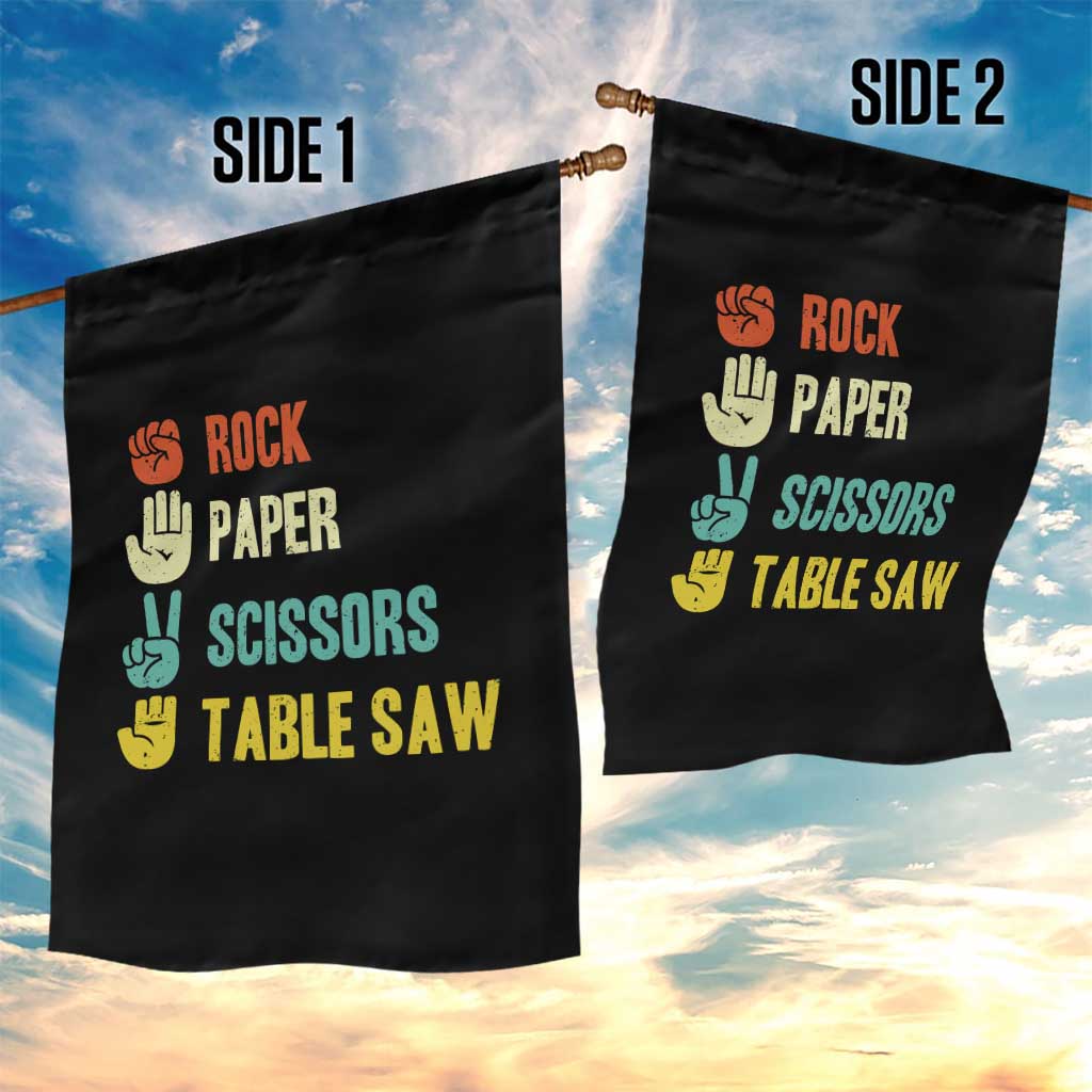 Funny Woodworker Garden Flag Rock Paper Scissors Table Saw TS14 Print Your Wear