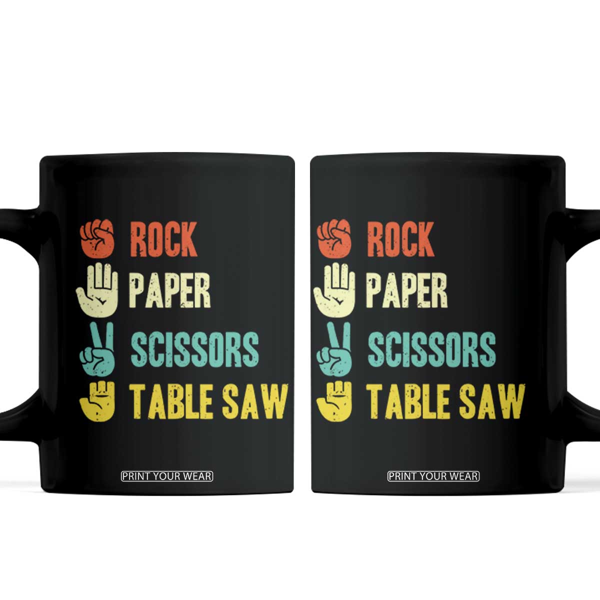Funny Woodworker Coffee Mug Rock Paper Scissors Table Saw TS14 Black Print Your Wear