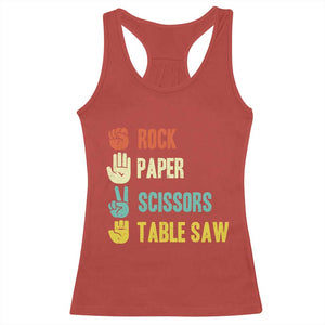 Funny Woodworker Racerback Tank Top Rock Paper Scissors Table Saw TS14 Red Print Your Wear
