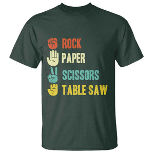 Funny Woodworker T Shirt Rock Paper Scissors Table Saw TS14 Dark Forest Green Print Your Wear