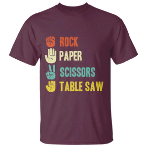 Funny Woodworker T Shirt Rock Paper Scissors Table Saw TS14 Maroon Print Your Wear