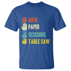 Funny Woodworker T Shirt Rock Paper Scissors Table Saw TS14 Royal Blue Print Your Wear
