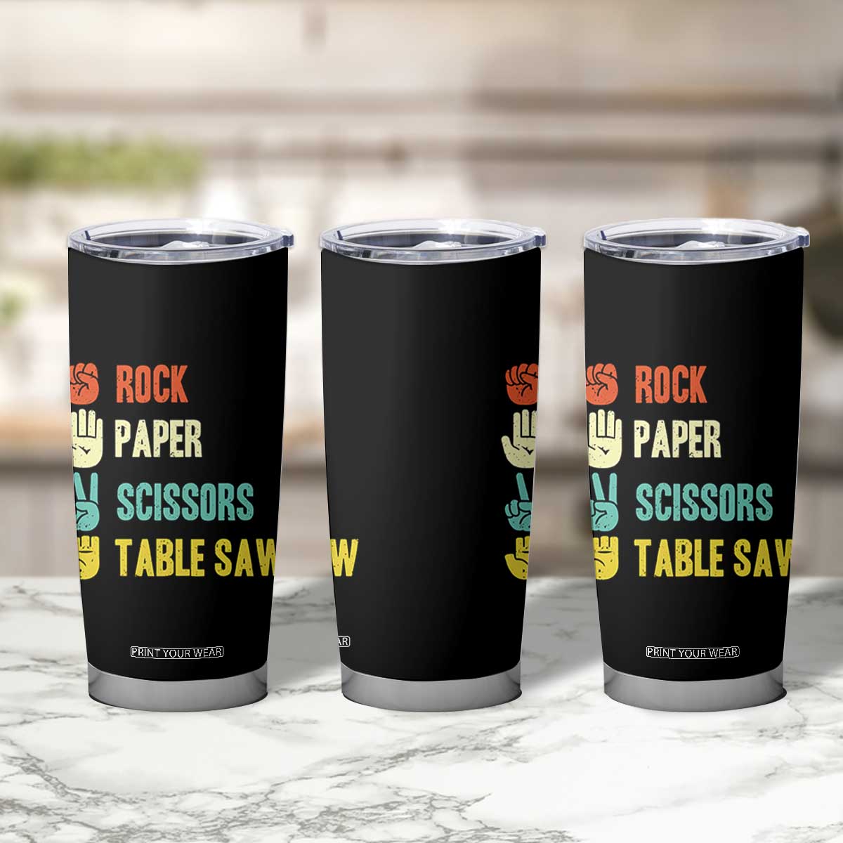 Funny Woodworker Tumbler Cup Rock Paper Scissors Table Saw TS14 Print Your Wear