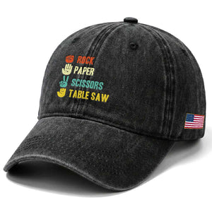 Funny Woodworker Washed Cotton Baseball Cap Rock Paper Scissors Table Saw TS14 Print Your Wear