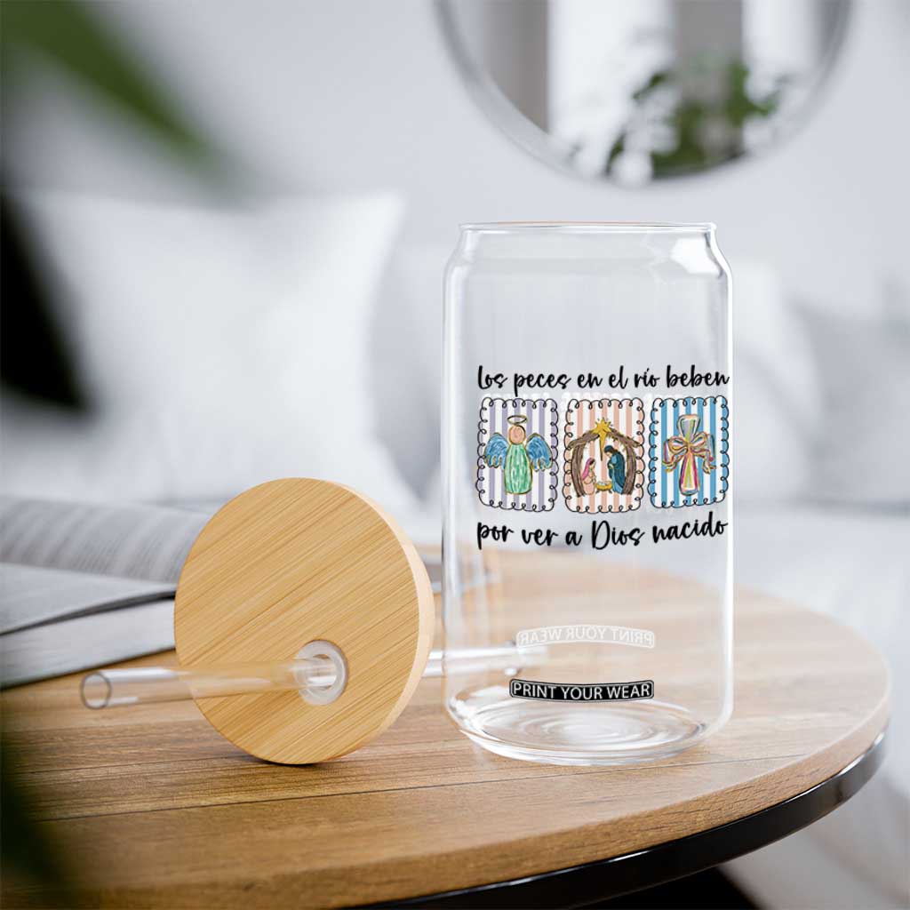 Nativity Scene Christian Christmas Glass Can Feliz Navidad TS14 Print Your Wear