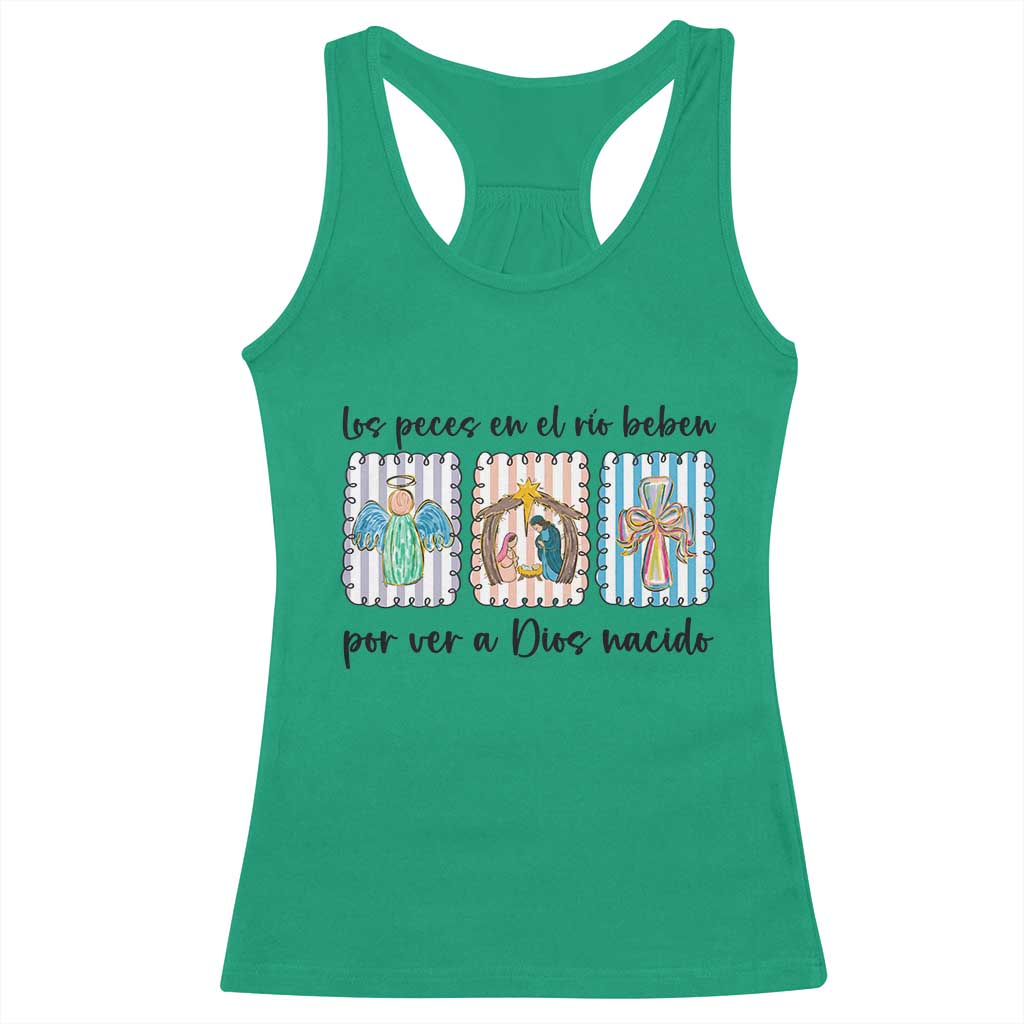 Nativity Scene Christian Christmas Racerback Tank Top Feliz Navidad TS14 Irish Green Print Your Wear