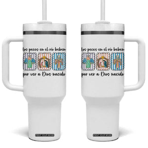 Nativity Scene Christian Christmas Tumbler With Handle Feliz Navidad TS14 One Size: 40 oz White Print Your Wear
