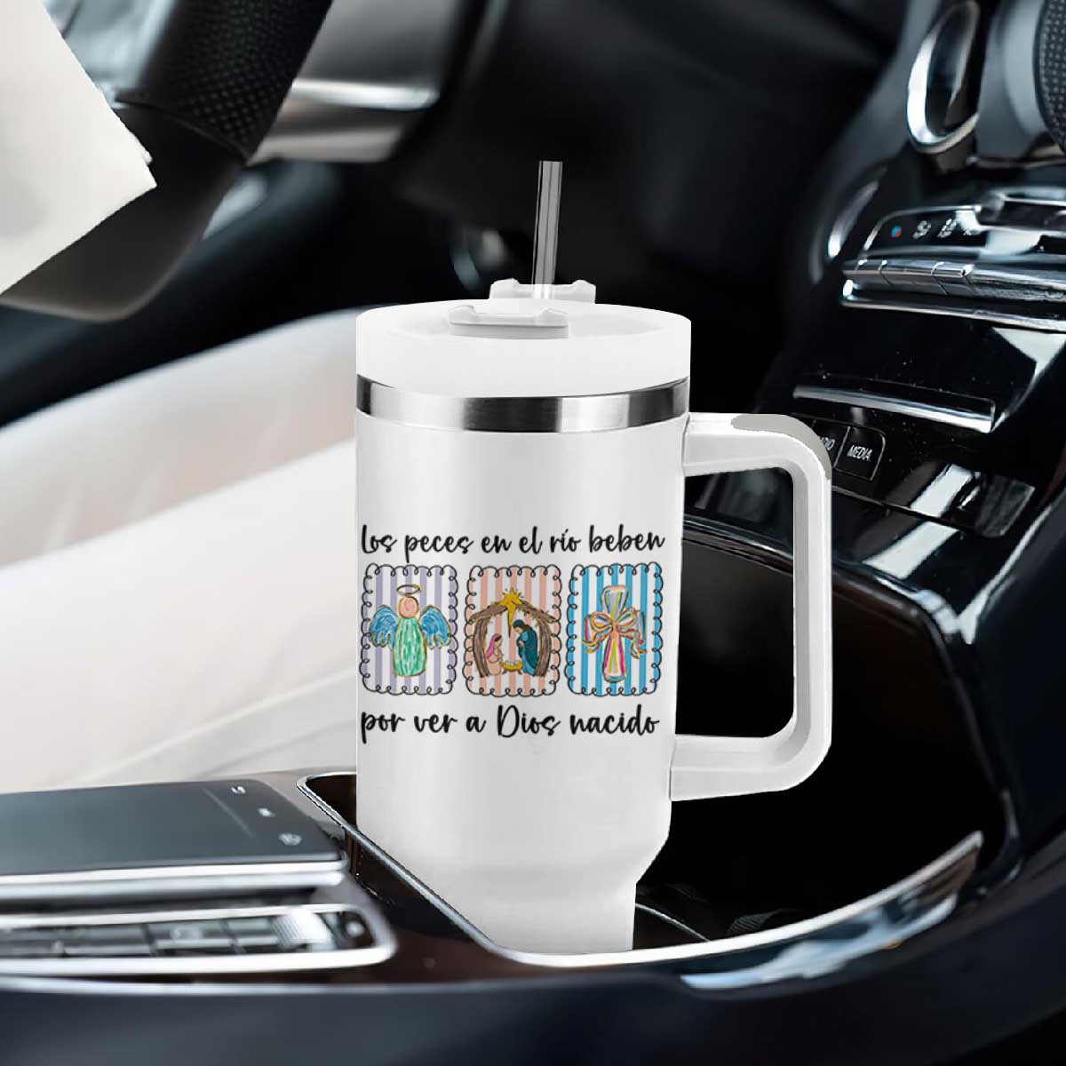 Nativity Scene Christian Christmas Tumbler With Handle Feliz Navidad TS14 Print Your Wear