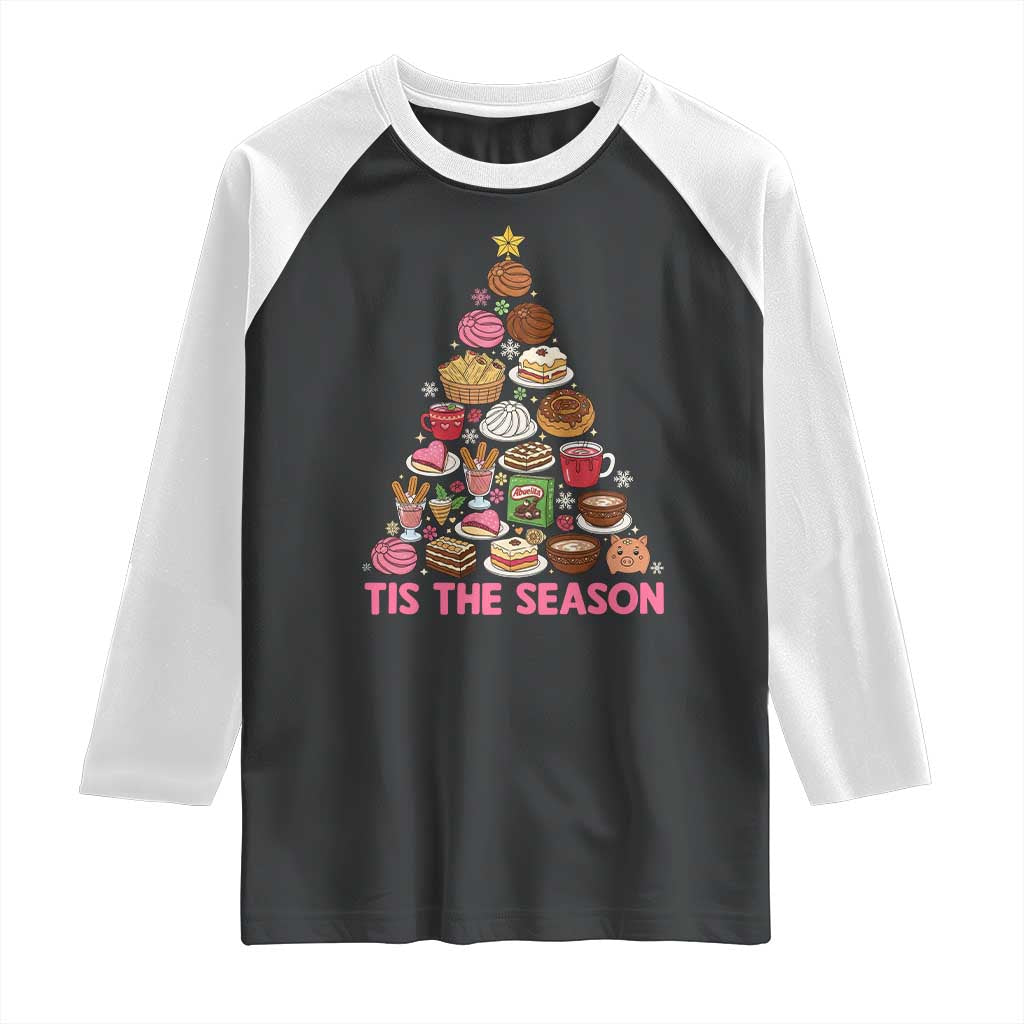Tis The Season Mexican Christmas Raglan Shirt TS14 Black White Print Your Wear