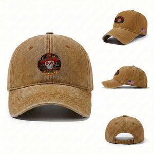 Sugar Skull Mexican Christmas Washed Cotton Baseball Cap TS14 Washed Cap Universal Fit Yellow Ochre Print Your Wear