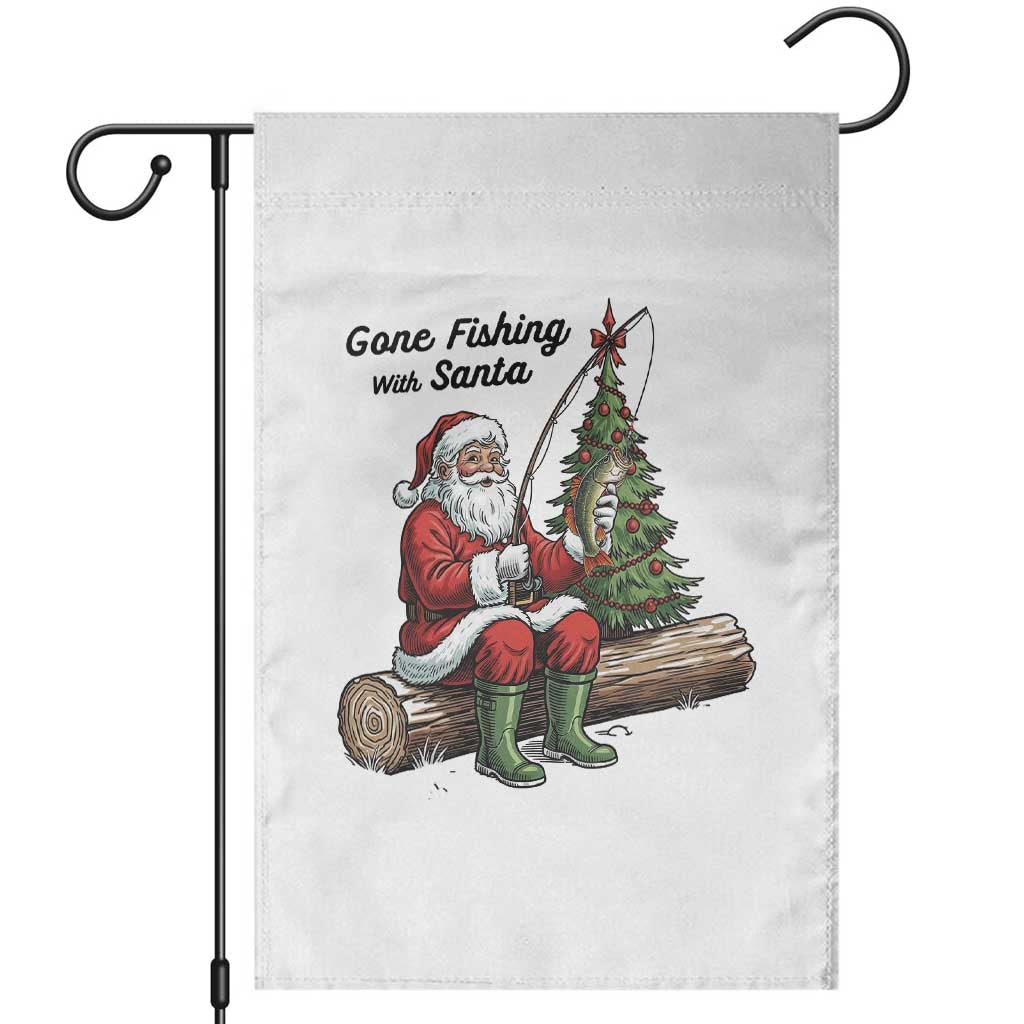 Santa Fishing Chritsmas Garden Flag Funny Fisherman Xmas TS14 White Print Your Wear