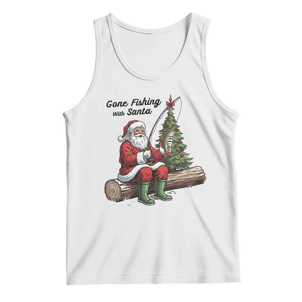 Santa Fishing Chritsmas Tank Top Funny Fisherman Xmas TS14 White Print Your Wear
