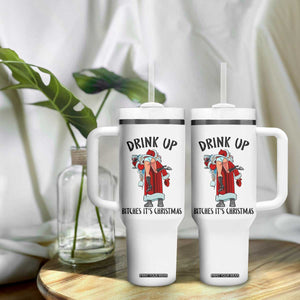 Funny Christmas Wine Tumbler With Handle Drink Up Bitches It Is Christmas TS14 Print Your Wear