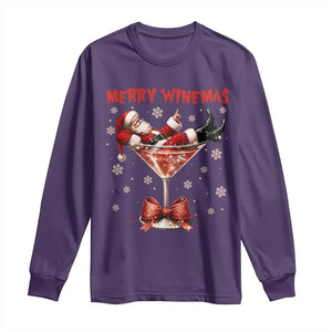 Funny Christmas Wine Long Sleeve Shirt Santa Feeling Xmas TS14 Purple Print Your Wear