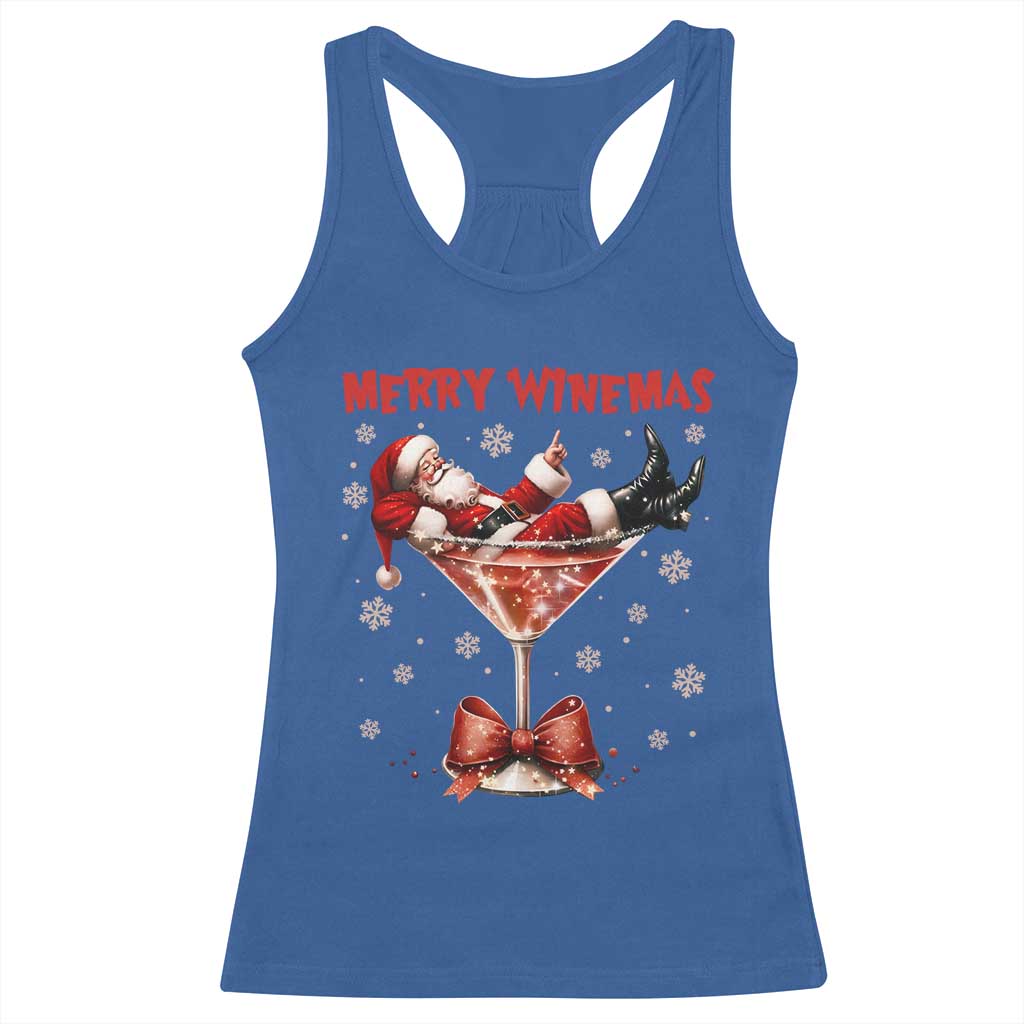 Funny Christmas Wine Racerback Tank Top Santa Feeling Xmas TS14 Royal Blue Print Your Wear