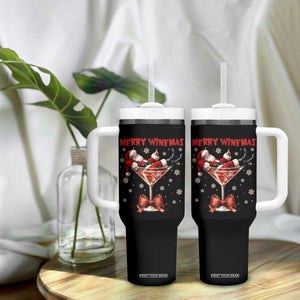 Funny Christmas Wine Tumbler With Handle Santa Feeling Xmas TS14 Print Your Wear