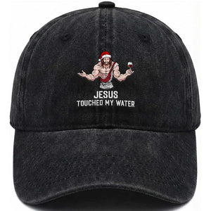 Funny Christmas Wine Washed Cotton Baseball Cap Jesus Drank Wine TS14 Washed Cap Universal Fit Black Print Your Wear