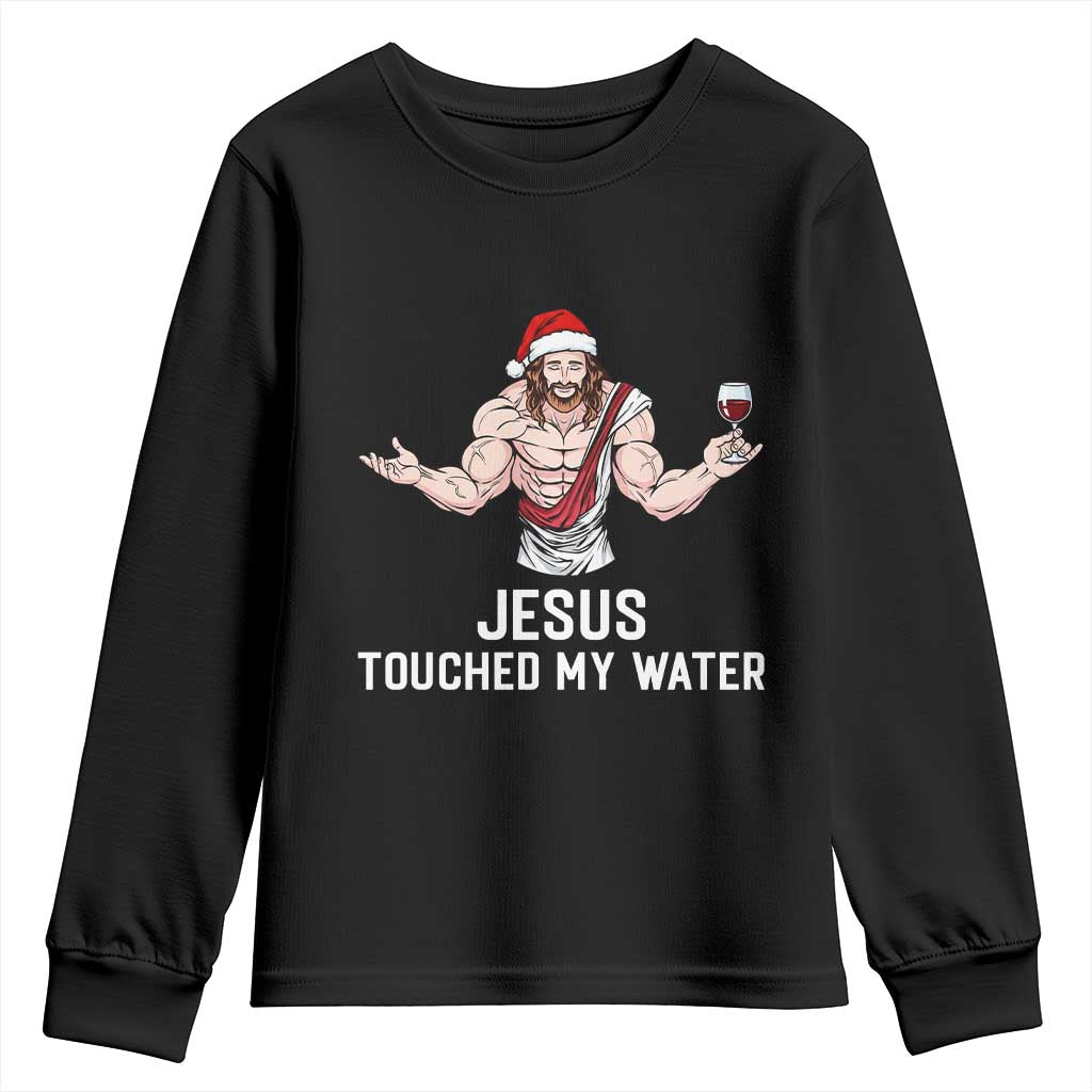 Funny Christmas Wine Youth Sweatshirt Jesus Drank Wine TS14 Black Print Your Wear