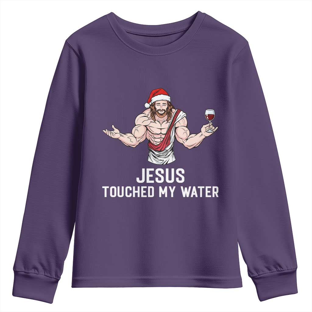 Funny Christmas Wine Youth Sweatshirt Jesus Drank Wine TS14 Purple Print Your Wear