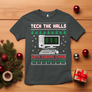 Tech Support Christmas T Shirt Tech The Halls With Cooking Cheer TS14 Dark Heather Print Your Wear