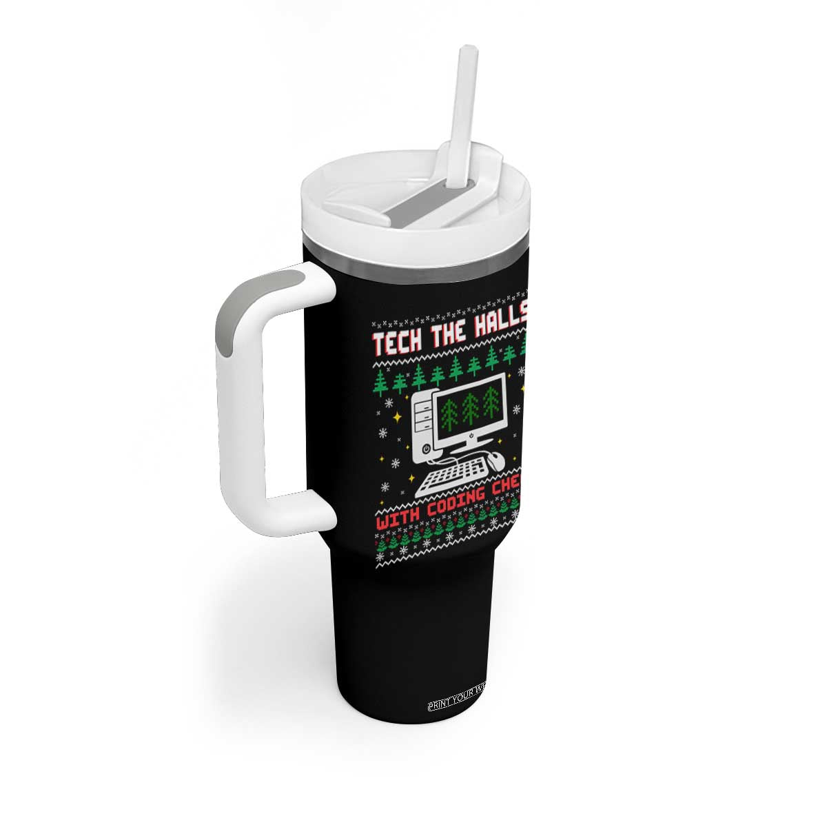 Tech Support Christmas Tumbler With Handle Tech The Halls With Cooking Cheer TS14 Print Your Wear