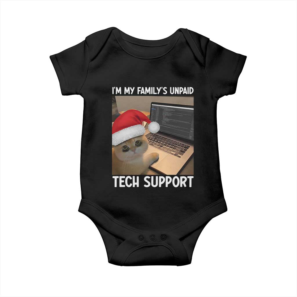 Funny Tech Support Cat Christmas Baby Onesie TS14 Black Print Your Wear