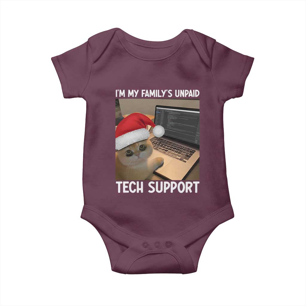 Funny Tech Support Cat Christmas Baby Onesie TS14 Maroon Print Your Wear