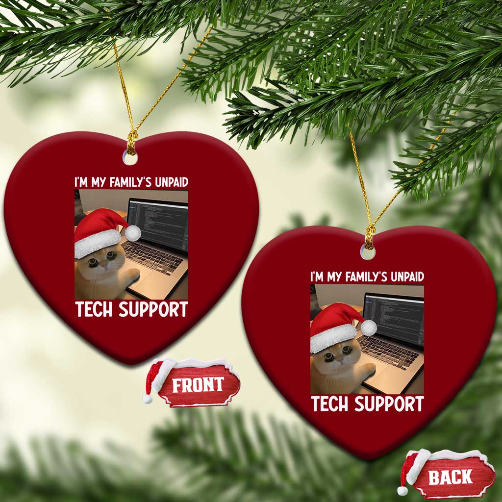 Funny Tech Support Cat Christmas Ceramic Ornament TS14 Print Your Wear