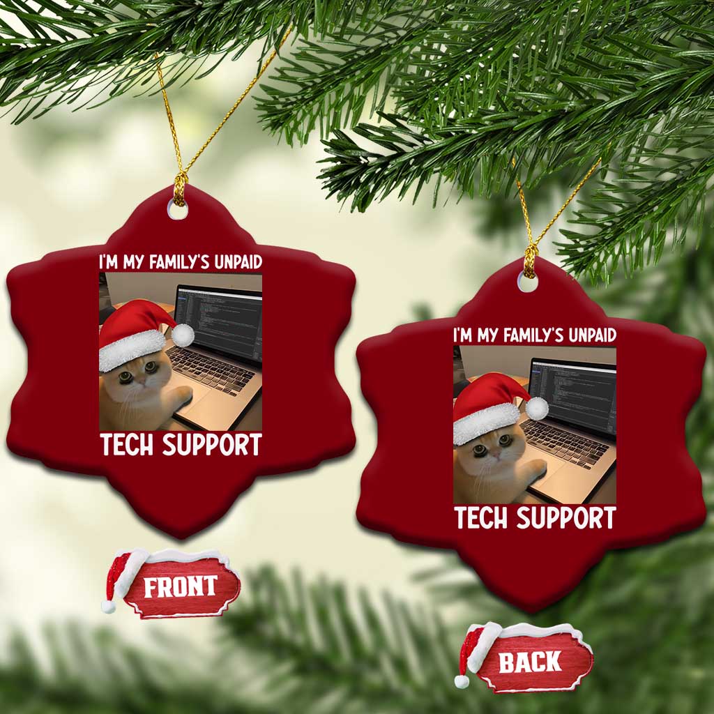 Funny Tech Support Cat Christmas Ceramic Ornament TS14 Print Your Wear