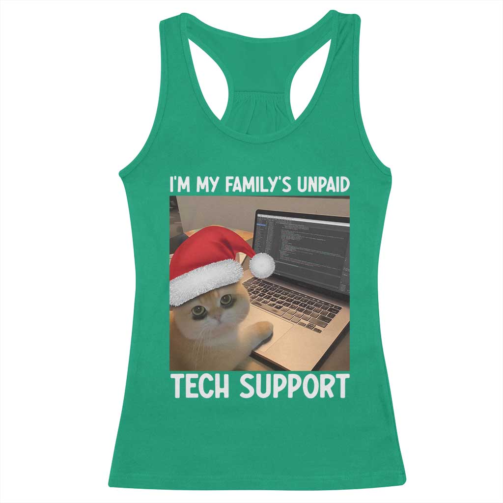 Funny Tech Support Cat Christmas Racerback Tank Top TS14 Irish Green Print Your Wear