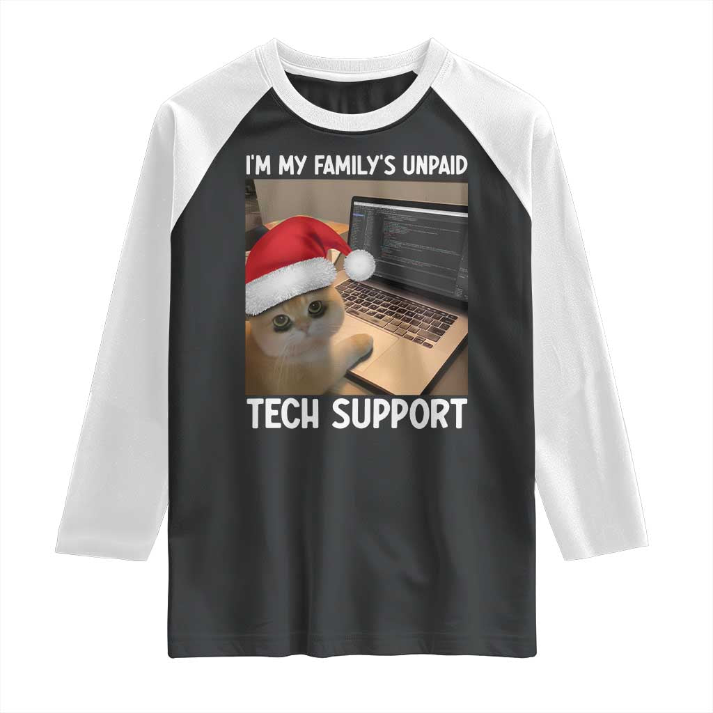 Funny Tech Support Cat Christmas Raglan Shirt TS14 Black White Print Your Wear