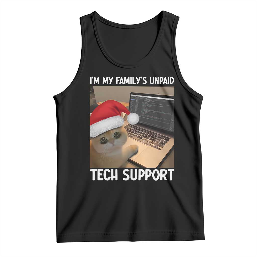 Funny Tech Support Cat Christmas Tank Top TS14 Black Print Your Wear