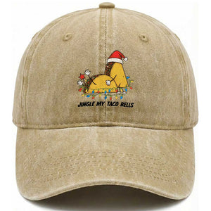 Funny Taco Christmas Washed Cotton Baseball Cap Jingle My Taco Bells TS14 Washed Cap Universal Fit Khaki Print Your Wear