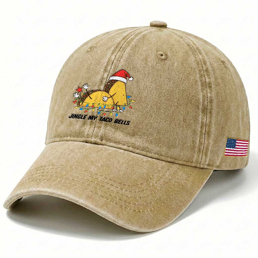 Funny Taco Christmas Washed Cotton Baseball Cap Jingle My Taco Bells TS14 Print Your Wear