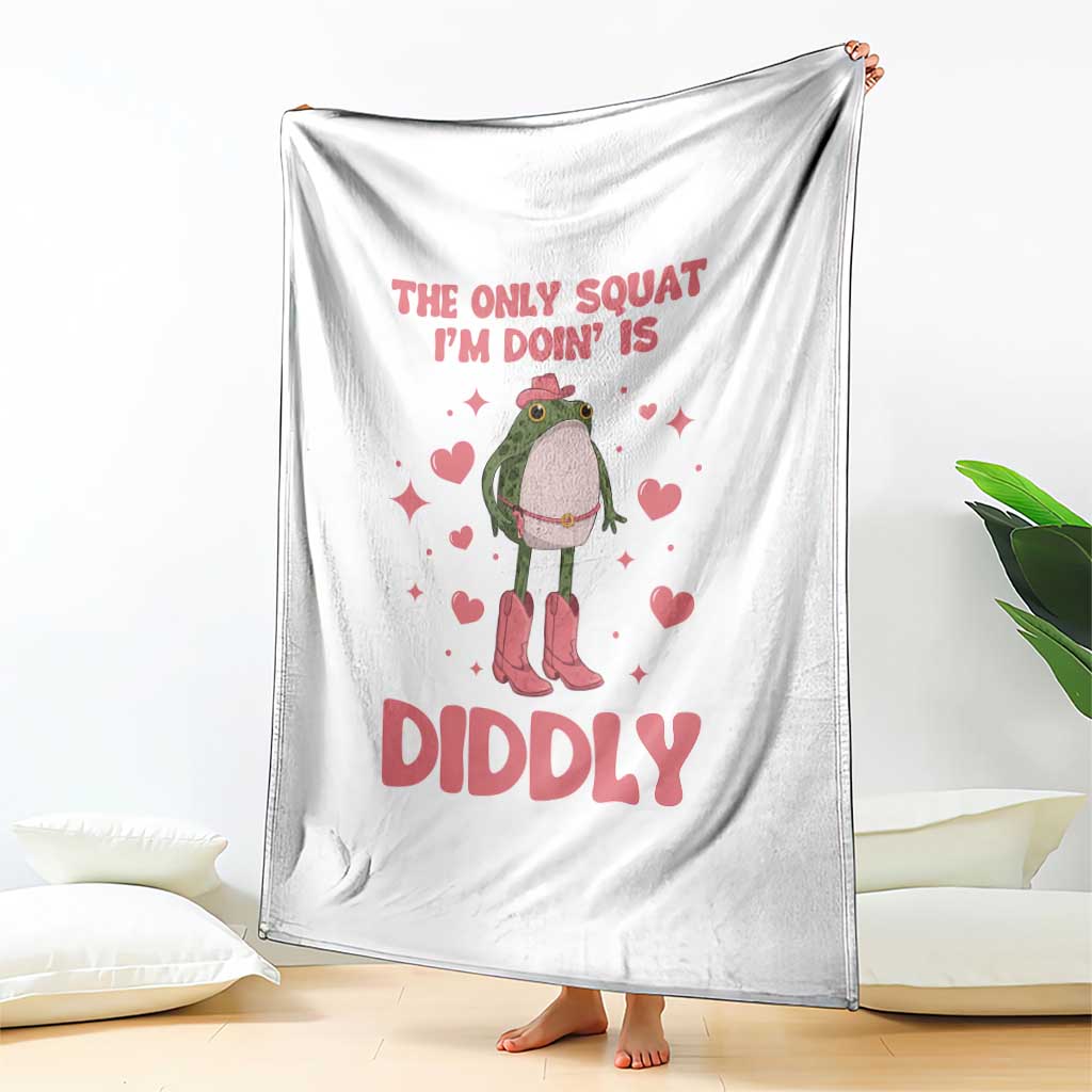 Funny Cowboy Frog Throw Blanket The Only Squat I'm Doin' Is Diddly TS14 Print Your Wear