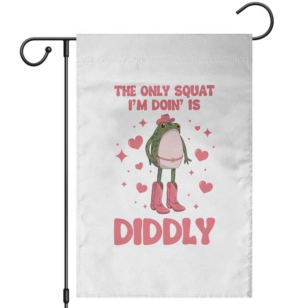 Funny Cowboy Frog Garden Flag The Only Squat I'm Doin' Is Diddly TS14 White Print Your Wear